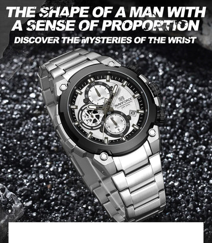 NAVIFORCE Original Watch for man 2025 New Stainless Steel Waterproof Chronograph Classic Quartz Wristwatch Brand Men Watch Gifts