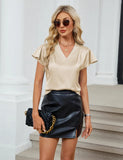 2026 Fashion Summer Casual Shirts Office Lady Tops Mujer Elegant Simple Chiffon Blouse Women Short Sleeve V-Neck Woman Clothes