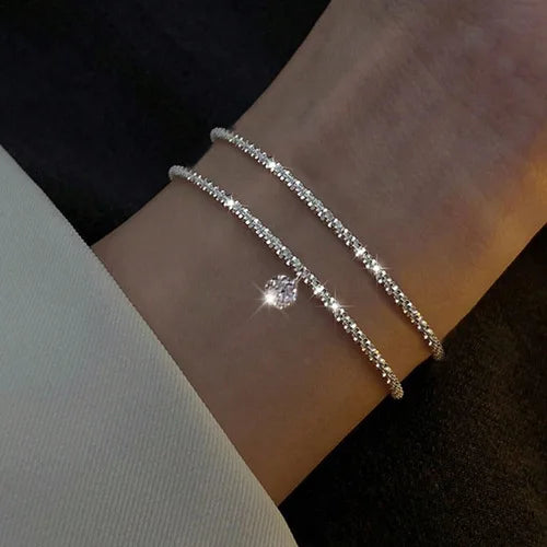 Retro 925 Sterling Silver Blue Crystal Bracelets for Women Korean Designer Hollow Adjustable Bracelets Luxury Party Jewelry Gift 