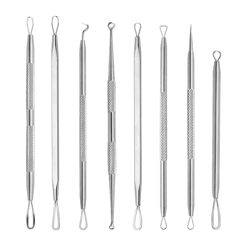 Stainless Steel Blackhead Comedone Acne Blemish Extractor Remover Face Skin Care Pore Cleaner Needles Remove Tools