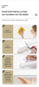 Self-Adhesive Pleated Blind High Shading Non-Woven Window Shade Bathroom Kitchen Balcony Zebra Blackout Curtain