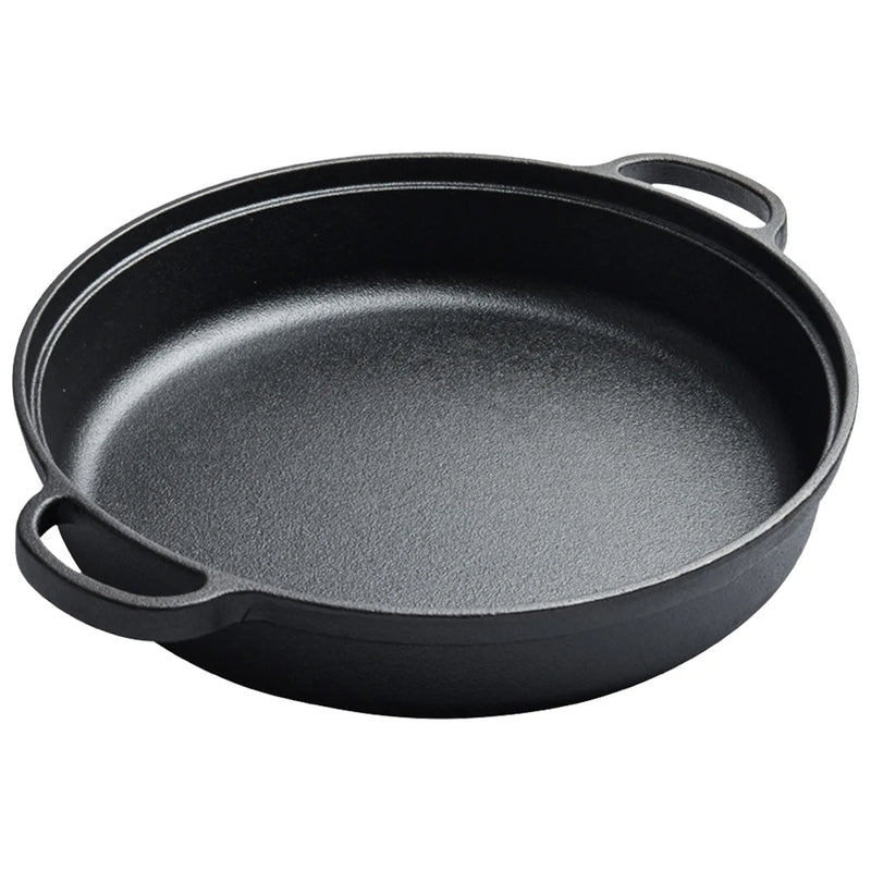 8.7/9.8/11/11.8inch Cast Iron Skillet with Double Handles Frying Pan Baking Tray for Bread Baking Outdoor Cooking Camping