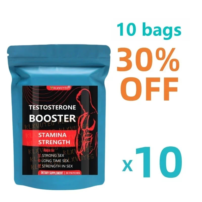 Testosterone Booster Transdermal Patches For Men, Increase Strength, Stamina, Energy, 30 Patches/bag
