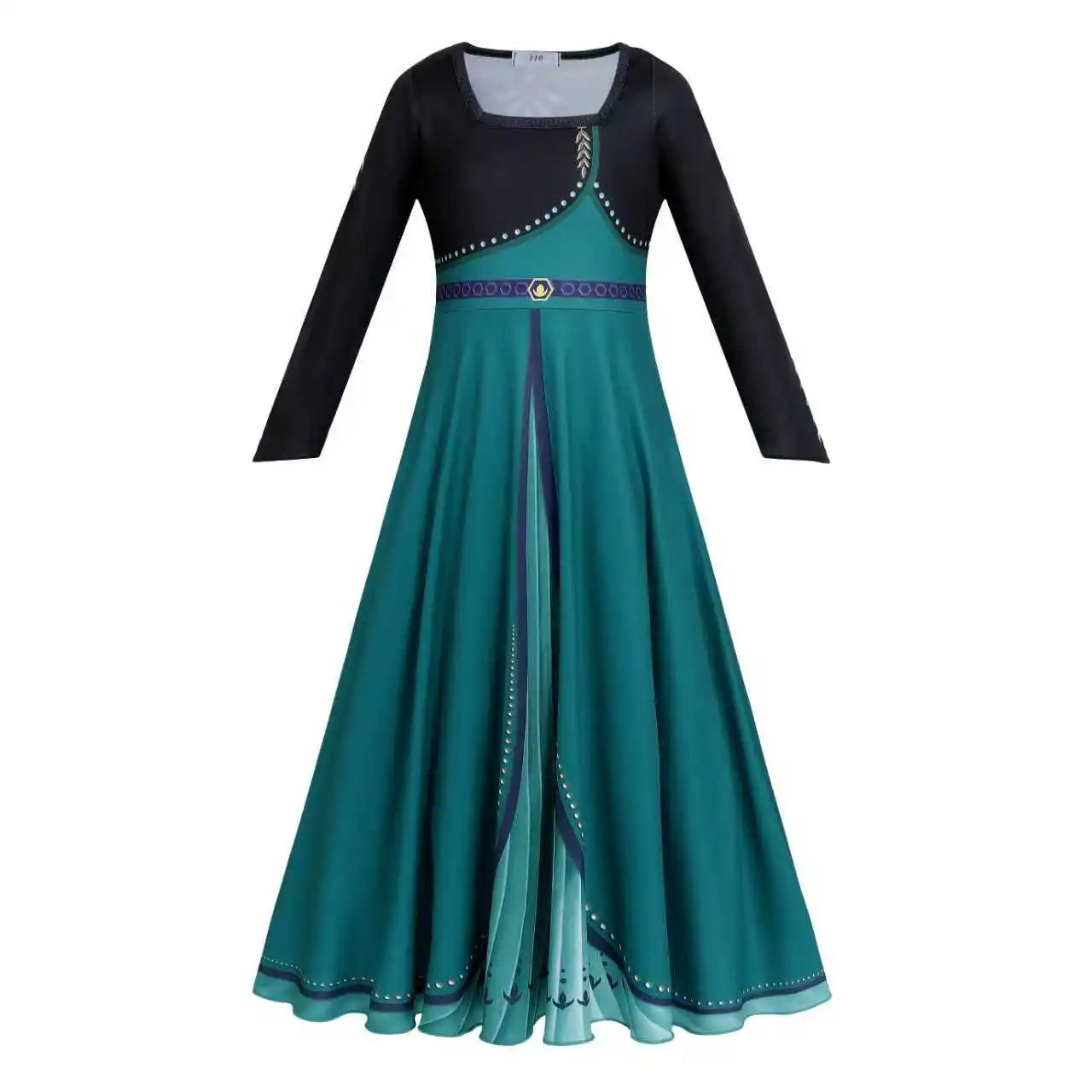 Girls Party Elegant Dresses Anna Princess Girl Cosplay Costume Dark Green Dress With Cloak Carnival Party Kids Birthday Clothes