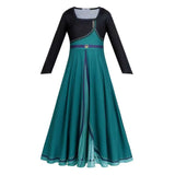 Girls Party Elegant Dresses Anna Princess Girl Cosplay Costume Dark Green Dress With Cloak Carnival Party Kids Birthday Clothes