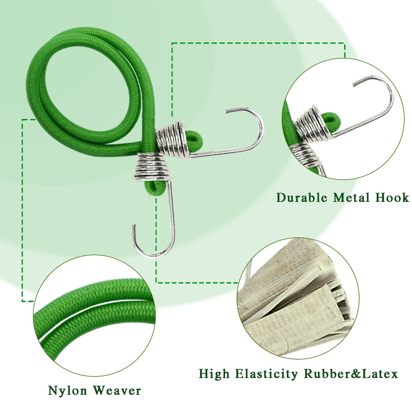 5/10PCS Luggage Strap Elastic Strap Fixed Elastic Cord Socket Fixed Small Hook 4mm Latex Mini Rope Camping Accessories