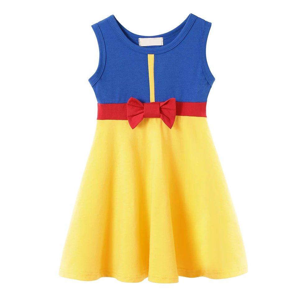 Vestido Casual Infantil para Meninas – Estilo Sereia/Rapunzel, Manga Curta, Alça em um Ombro Só, Fantasia de Princesa, Vestido Casual de Verão