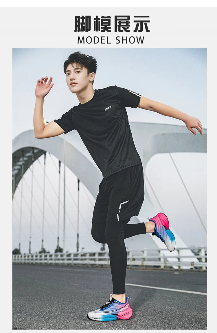 Marathon Air Cushion Men Sports Running Shoes Breathable Lightweight Women's Comfortable Athletic Nonskid Carbon Plate Sneakers