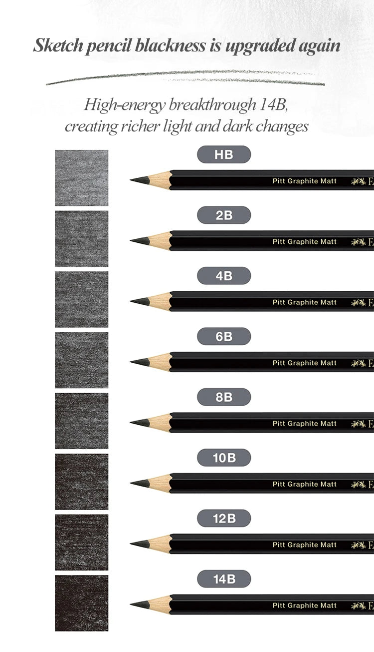 Faber-Castell 8/12pcs Set Matte Sketch Pencil Art Graphite For Sketch Black Lead Writing Drawing Graphite Pencils Supplies