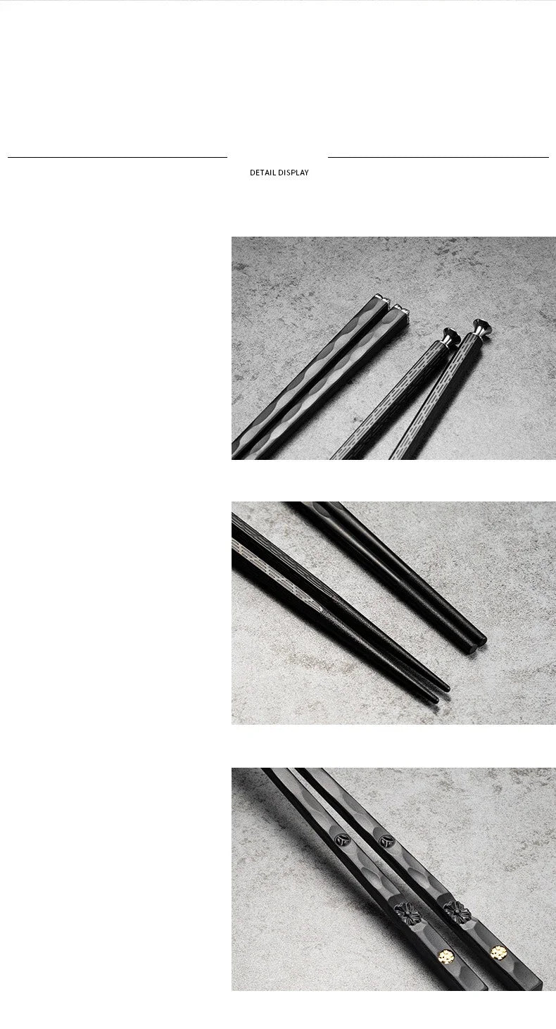 5Pairs Janpanese Reusable Chopsticks Black Sushi Sticks For Food Noodles Alloy Chinese Korean Chopsticks Kitchen Tableware