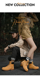 Boots Men High Top Boots High Quality Women Leather Shoes Fashion Outdoor Sneakers Men Lace Up Non-Slip Ankle Boots for Couple