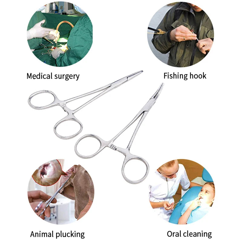 Herramienta manual de 12,5 x 16 x 18 cm, pinzas hemostáticas para pelo de mascotas, alicates de pesca, herramientas de depilación, herramienta de corte con punta curva/recta.