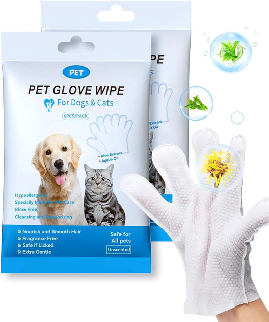 Cleaning Wipes Gloves for Dogs and Cats, Pet Bathing Wipes Cleaning & Deodorizing, Dog Wipes for Body Paws Butt Daily Care, Cat Groom