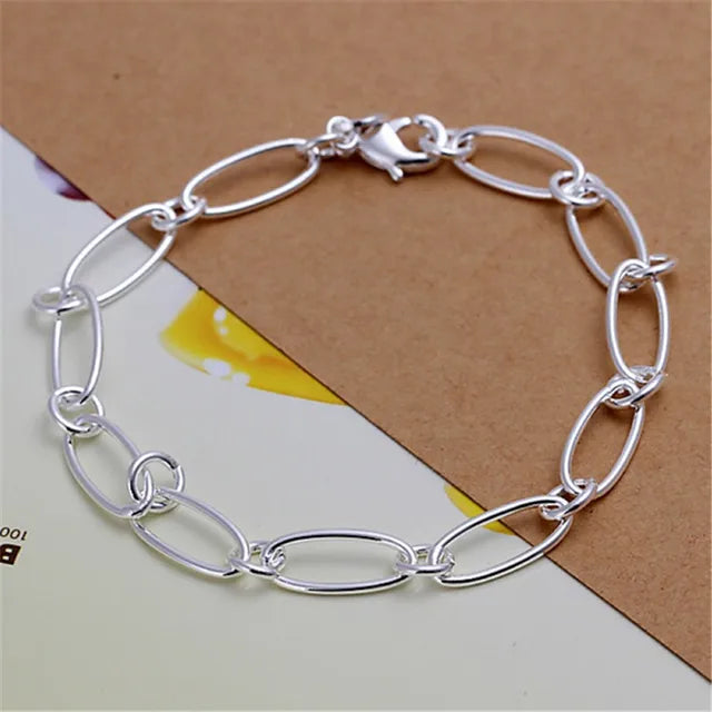 925 Sterling Silver Chain Bracelets for Men Women Braided Rope Male Fashion Jewelry High Quality New 4mm 