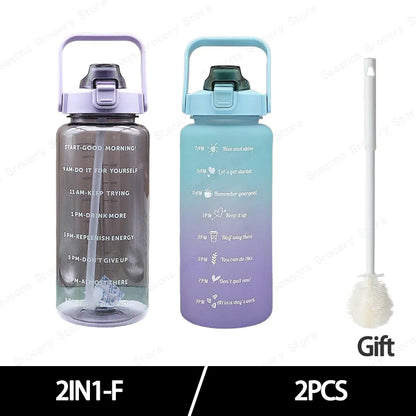 2025 Spring/Summer 2L Large Capacity Outdoor Plastic Bouncing Straw Sports Water Bottle Leak-proof Portable Refill Cups