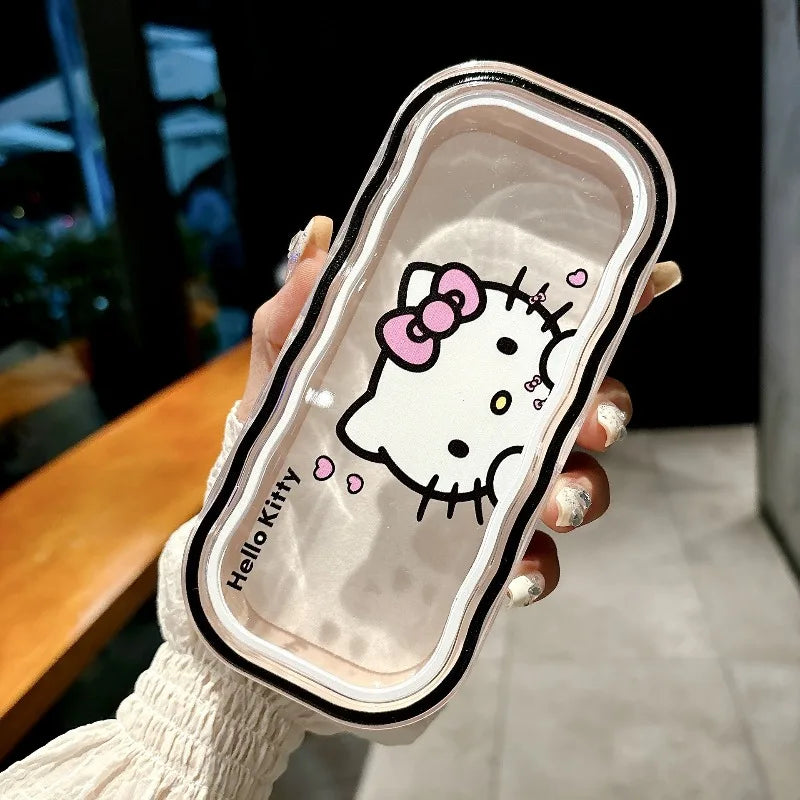 Hello Kitty Glasses Box Cute Cartoon Transparent Wave Box Portable Storage Box Travel Women Supplies Student Gift Wholesale