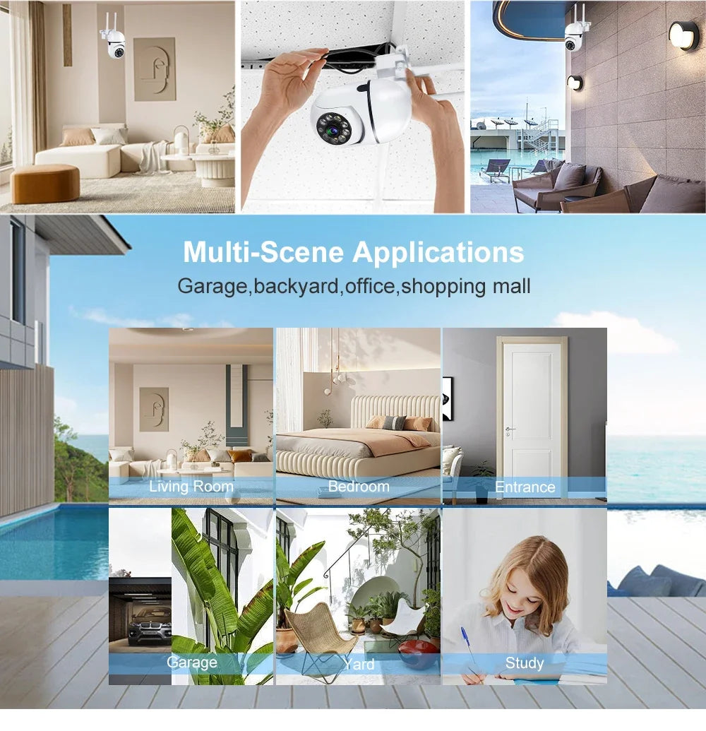 3MP WiFi IP Outdoor Cameras Surveillance Video Human Detection 4X Digital Zoom CCTV Security Wireless Monitor Audio Night Vision