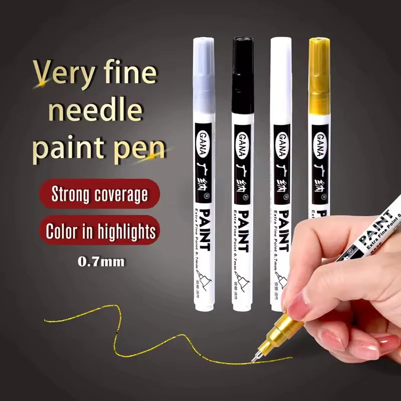 Fine tip permanent Paint Marker Pen DIY Paint Metallic Pen Permanent Gold SILVER Marker Touch Up,School Model Painting