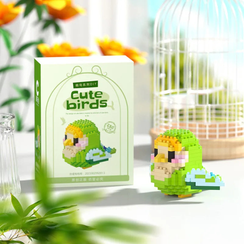 Parrot Micro Building Blocks Bird Cockatiel Budgerigar DIY Assembled Pigeon Macaw 3D Model Mini Brick Figures Toys For Kids