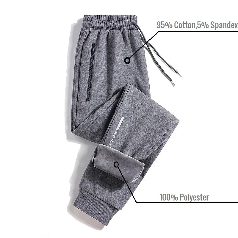 Pantalones deportivos de invierno para hombre, cálidos, con forro polar cepillado, talla grande, más gruesos, 2024 