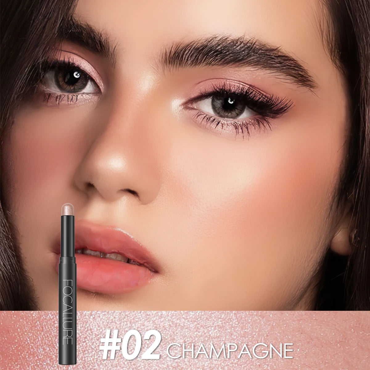 FOCALLURE Lápiz de sombra de ojos perlado de 24 colores, resistente al agua, con brillo, pigmento brillante, delineador en barra, herramientas de maquillaje