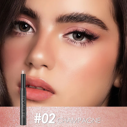 FOCALLURE Lápiz de sombra de ojos perlado de 24 colores, resistente al agua, con brillo, pigmento brillante, delineador en barra, herramientas de maquillaje