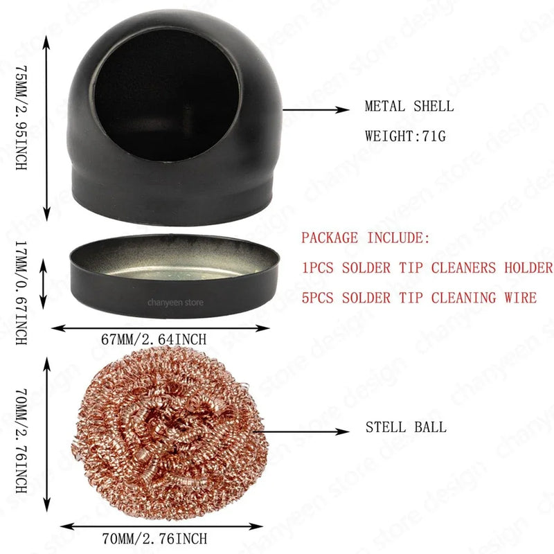 Soldering Iron Tip Cleaner Desoldering Cleaning Ball Welding Soldering Iron Mesh Filter Metal Wire Stand Steel Ball Tin Remover