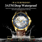 CAREKISO Fashion Men's Watches Original Mechanical Leather Men Clock Waterproof Hollow Tourbillon Automatic Man Watch Reloj Male