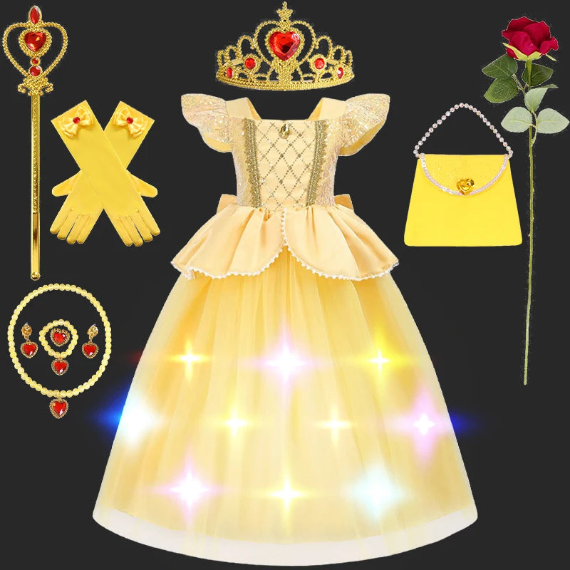 Children's Halloween Role Play Fairy Princess Belle Dress Xmas Carnival Masquerade Performance Birthday Party Fancy Girl Clothes