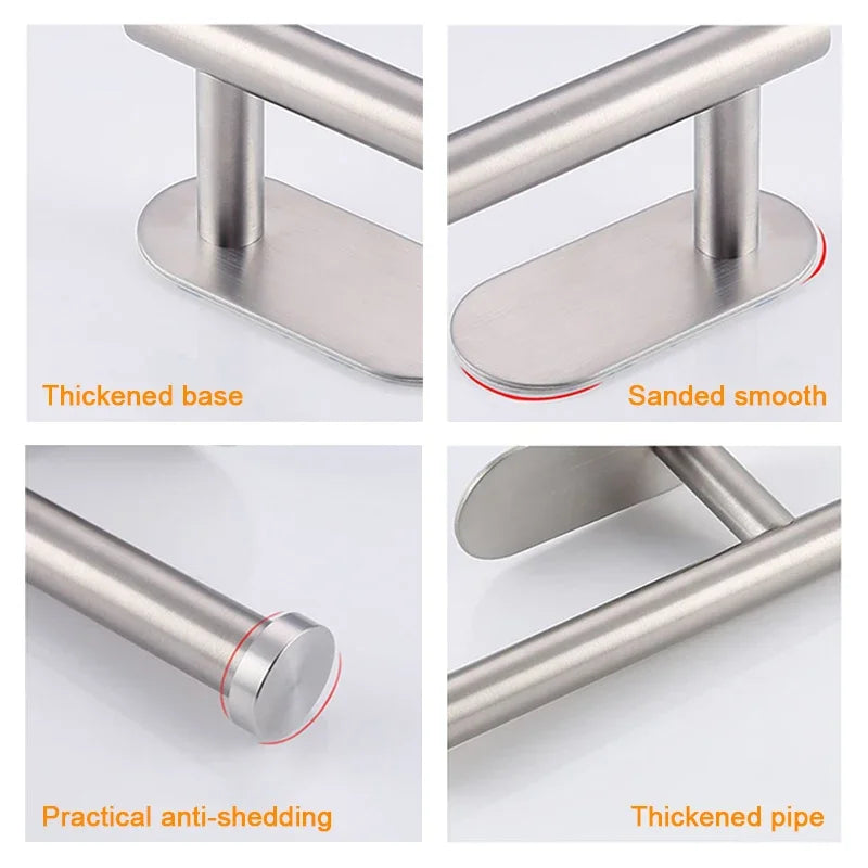 No Drilling Toilet Paper Holder SUS304 Stainless Steel Self-Adhesive Wall Mount Tissue Towel Roll Dispenser for Bathroom Kitchen