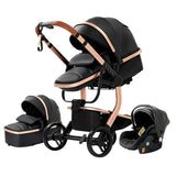 Cochecito de bebé ligero 3 en 1, sistema de viaje de lujo con asiento ajustable, capota y mosquitera para recién nacidos.