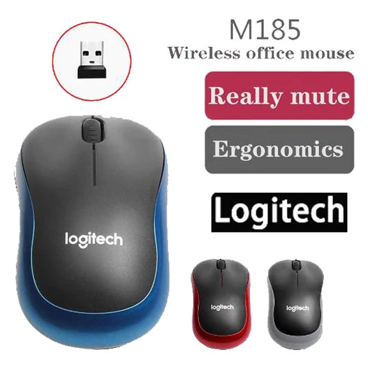Ratón inalámbrico Logitech M185 de 2,4 GHz, USB, 1000 DPI, receptor USB, silenciador, navegación óptica, para Mac OS, Chrome, Windows 10/8/7