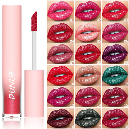 Lápiz labial líquido mate con brillo, resistente al agua, brillo de labios con efecto diamante, de larga duración, brillo de labios perlado, tinte labial para mujer, maquillaje cosmético, nuevo. 