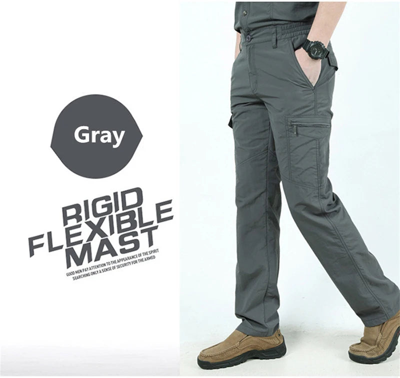 Men's Summer Tactical Cargo Pants Lightweight Casual Waterproof Trousers Casual Pants Wear-Resistant Multi-Pocket Outdoor Hiking
