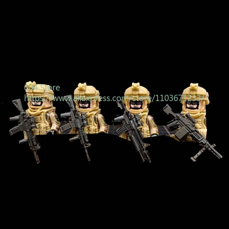 Military Special Forces Action Figure Building Blocks Ghillie Suit Weapons Sniper SWAT Ghost KSK Police Bandit Boy Toy Gift F029