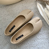 Women Flats Tabi Ninja Shoes Woman Ladies Microfiber Leather Comfy  Flats Split Toe Slippers Soft Bottom Loafers Solid Brief La