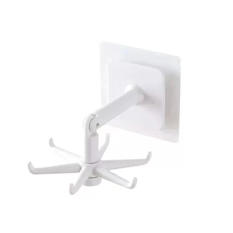 1 gancho giratorio de 360 ​​grados de polipropileno sin perforaciones, con seis garras, para espátula de cocina, cuchara, colgador de pared para almacenamiento.