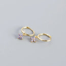 925 Sterling Silver Floral Stud Earrings for Women, Simple Zircon Inlaid, Wedding Jewelry Accessories, Sweet Temperament 