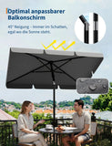 UPF 50 + Rectangular Patio Umbrella 200x125cm with Stand Height Adjustable Windproof Outdoor Sun Shade Parasol for Garden Beach