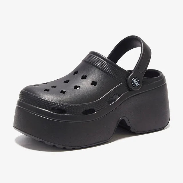 Sandalias de tacón alto y grueso para mujer, zapatos de playa y jardín, impermeables, con suela suave de 9 cm, para verano, 2024 