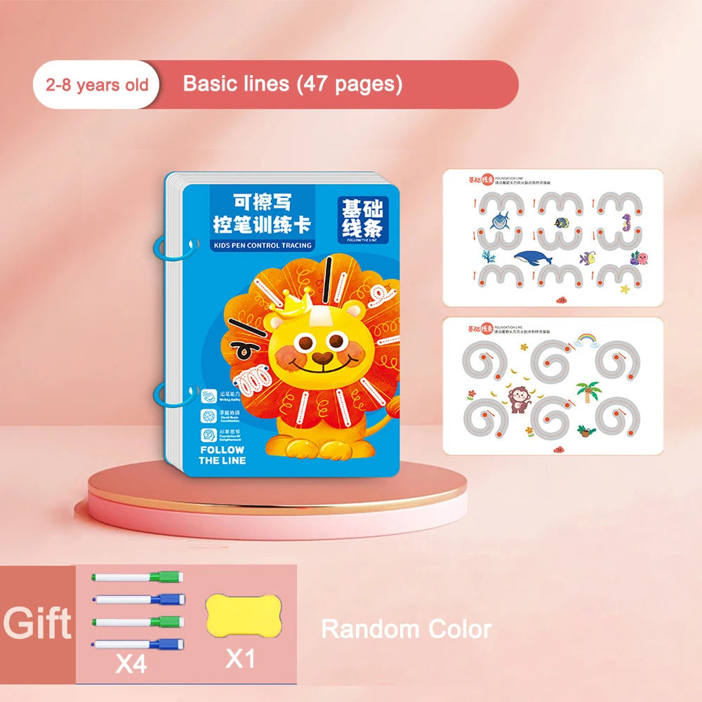 Reusable Magic Practice Copybook Control Training Book Magical Tracing Workbook Children Montessori Drawing Education Stationery