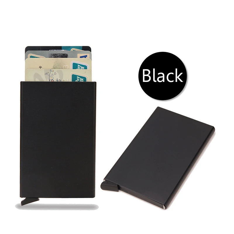 Tarjetero RFID de aluminio metálico, minibilleteras minimalistas y delgadas para hombre y mujer, tarjetero de negocios para hombre y mujer