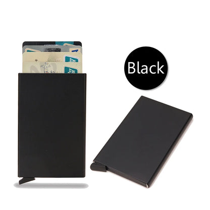 Tarjetero RFID de aluminio metálico, minibilleteras minimalistas y delgadas para hombre y mujer, tarjetero de negocios para hombre y mujer