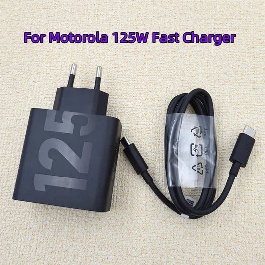 Original For Motorola X50 Ultra Edge 50 Pro 125W Charger Turbo Fast Charging Power Adapter PD Type C Cable For Moto X40 X30 Pro