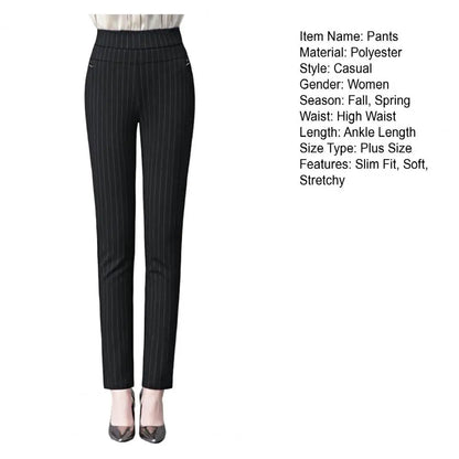 Mother Spring Pants High Waist Casual Stretch Pockets Solid Color Match Top Slim Fit Plus Size Pencil Pants Women Clothing