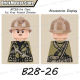 WW2 French Soldier Figure Building Blocks Military War Weapon Medical Officer Army Infantry Warrior Cavalry Gun Bricks Toy Gifts