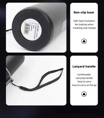Hervidor eléctrico portátil para coche, 12 V, 24 V, 500 ml, para viaje, con aislamiento inteligente de acero inoxidable y pantalla OLED