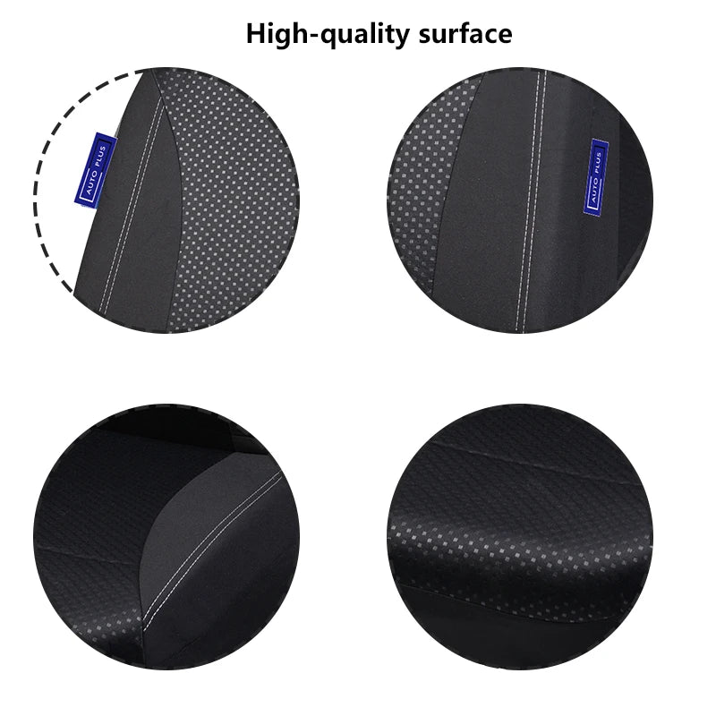AUTO PLUS Checkered Polyester Patchwork Mesh Fabric Universal Unisex Car Seat Covers Set Accessories Interior  With Sponge
