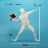 Resin Statues Sculptures Banksy Flower Thrower Statue Bomber Home Decoration Accessories Modern Ornaments Figurine Collectible