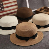 High Quality Flat Top Boater Sun Hat Straw Hat For Men & Women Summer Travel & Beach With Wide Brim UV Protection